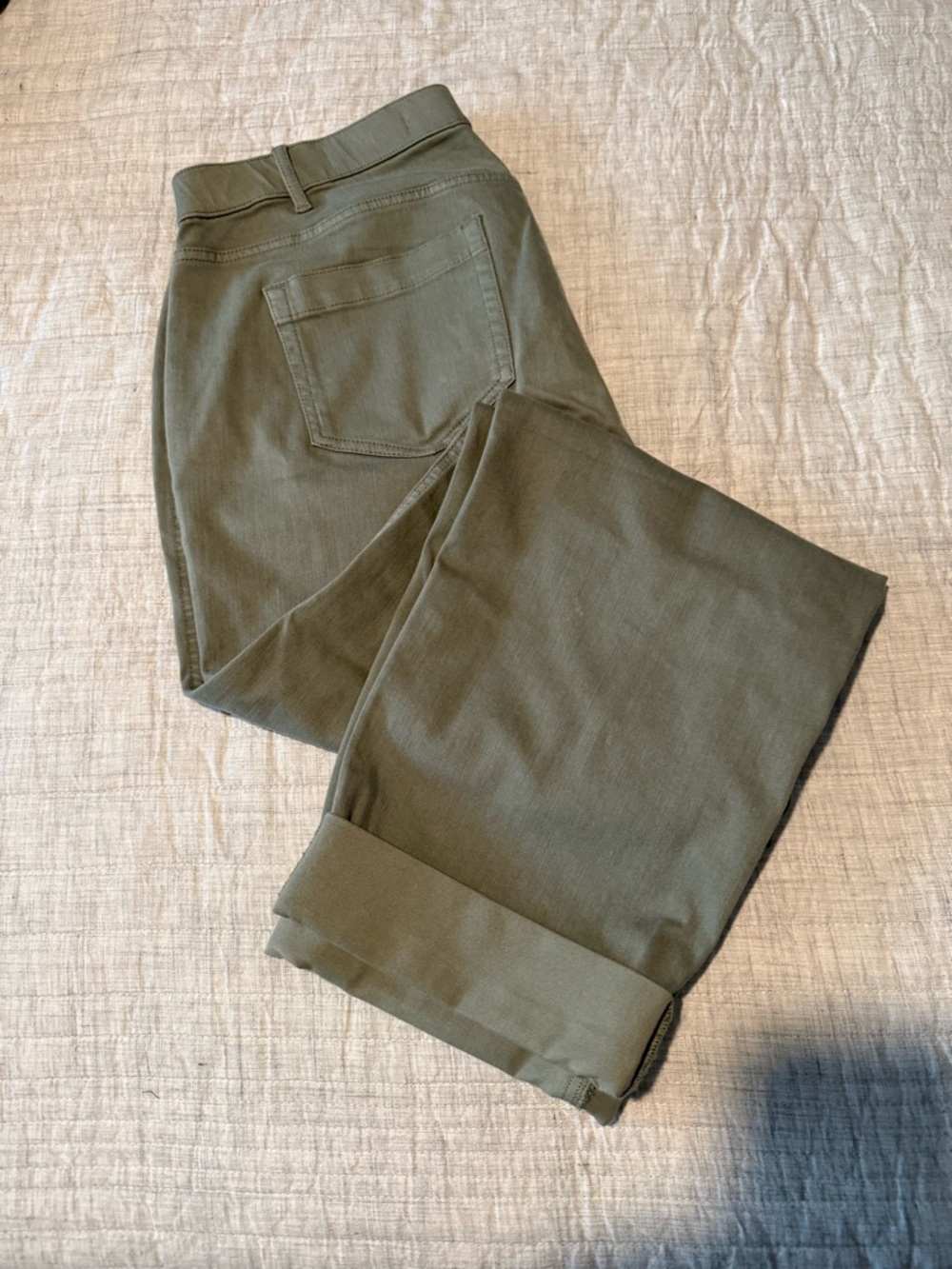 Jjill olive green denim, high rise straight leg